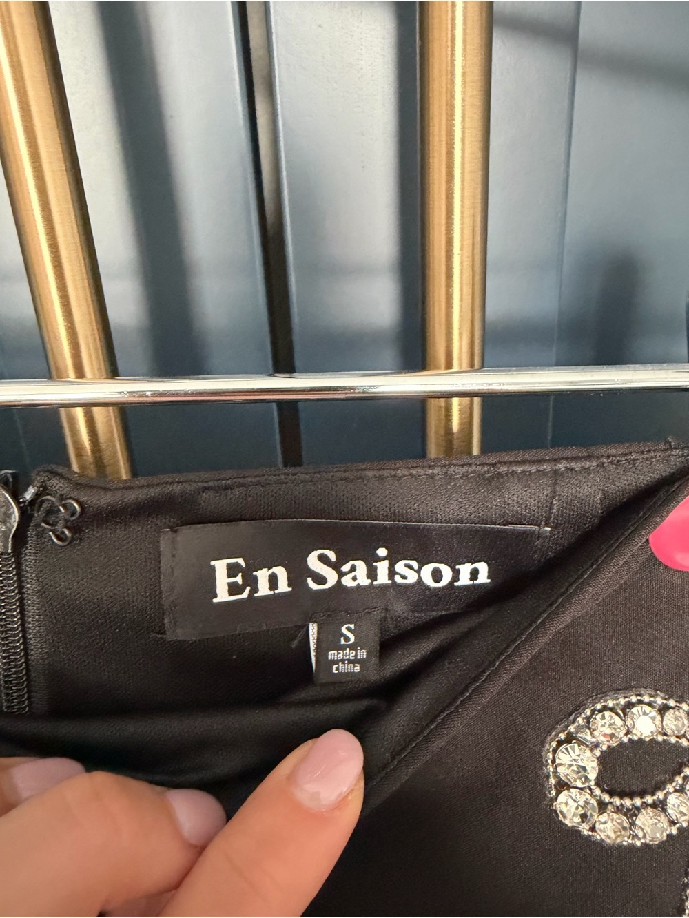 En Saison Black Mini Skirt with Crystal Bow Accents - Picture 2 of 2